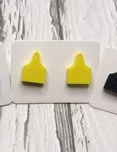 Cow Ear Tag Stud Earrings