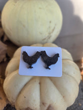 Black Glitter Chicken Stud Earrings