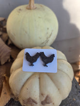 Black Glitter Chicken Stud Earrings